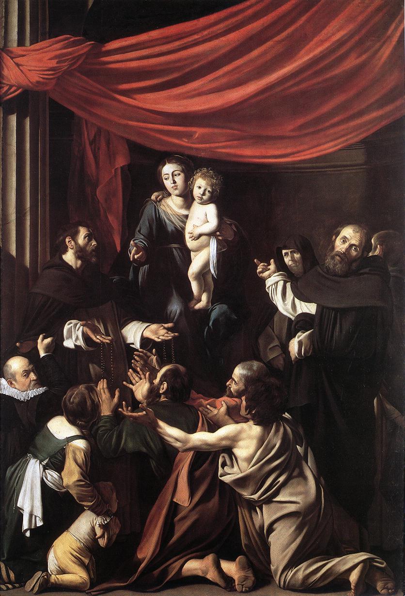   <br> Madonna del Rosario. 1607. Oil on canvas, 364,5 x 249,5 cm. Kunsthistorisches Museum, Vienna. 