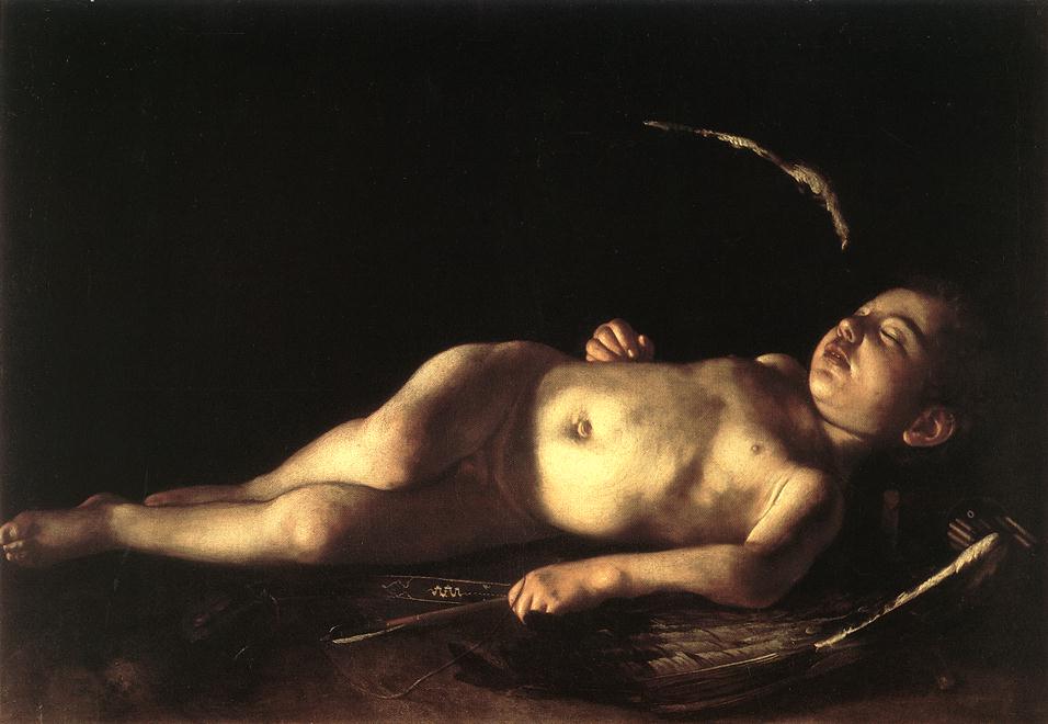   <br> Sleeping Cupid. 1608. Oil on canvas, 71 x 105 cm. Galleria Palatina (Palazzo Pitti), Florence. 