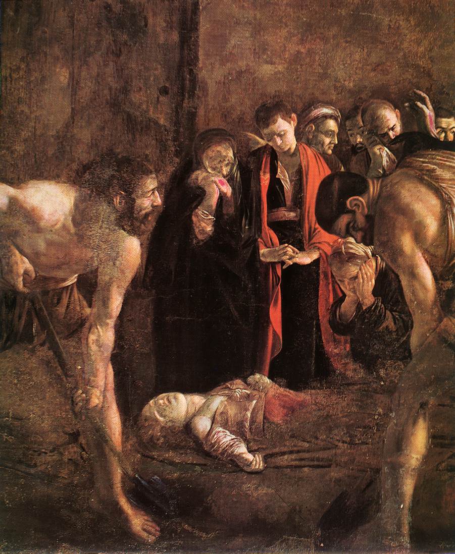  . () <br>  -,  <br> Burial of St Lucy (detail). 1608. Oil on canvas, width of detail: 207 cm. Bellamo Museum, Syracuse. 