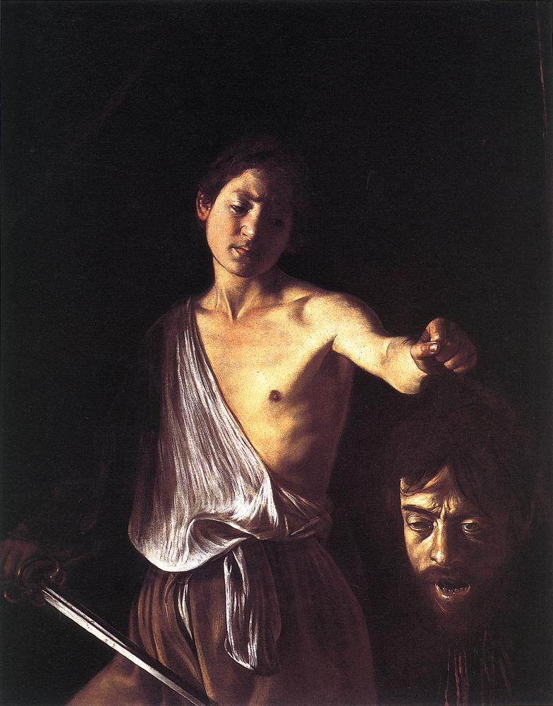, 1606 <br>  ,  <br> David. 1609-0. Oil on canvas, 125 x 101 cm. Galleria Borghese, Rome. 