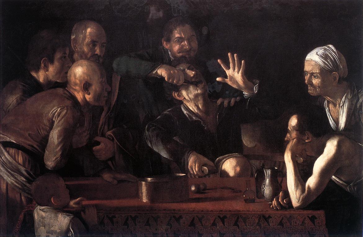 The Tooth-Drawer. 1607-09. Oil on canvas, 139,5 x 194,5 cm. Galleria degli Uffizi, Florence. 