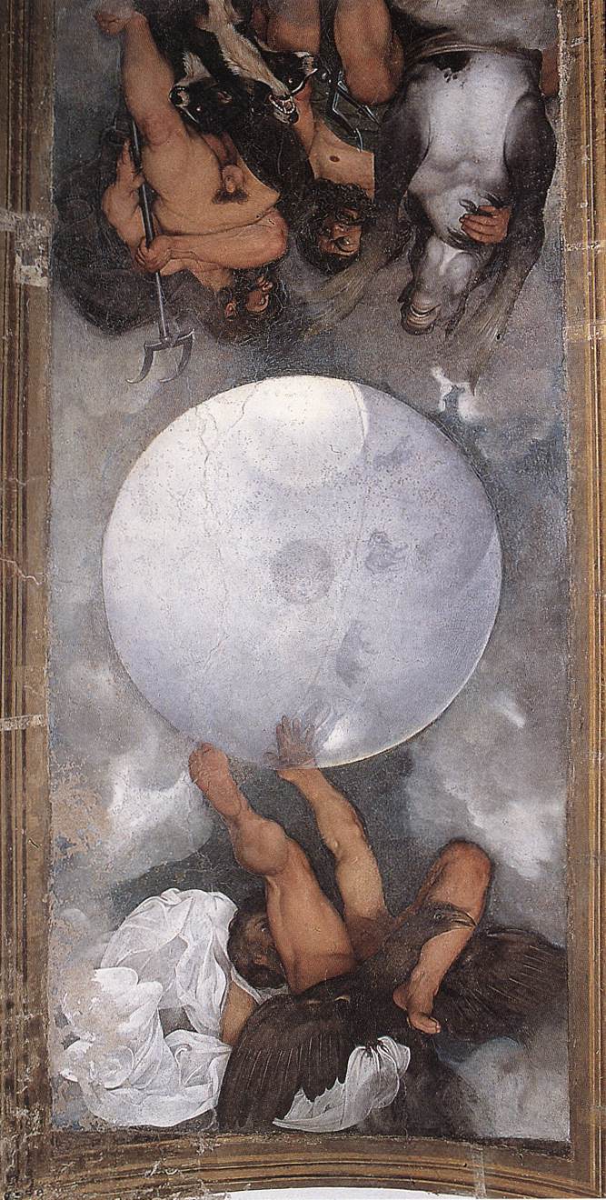 ,    <br> Jupiter, Neptune and Pluto. 1597-1600. Ceiling painting in oil, 300 x 180 cm. Casino Boncompagni Ludovisi, Rome. 