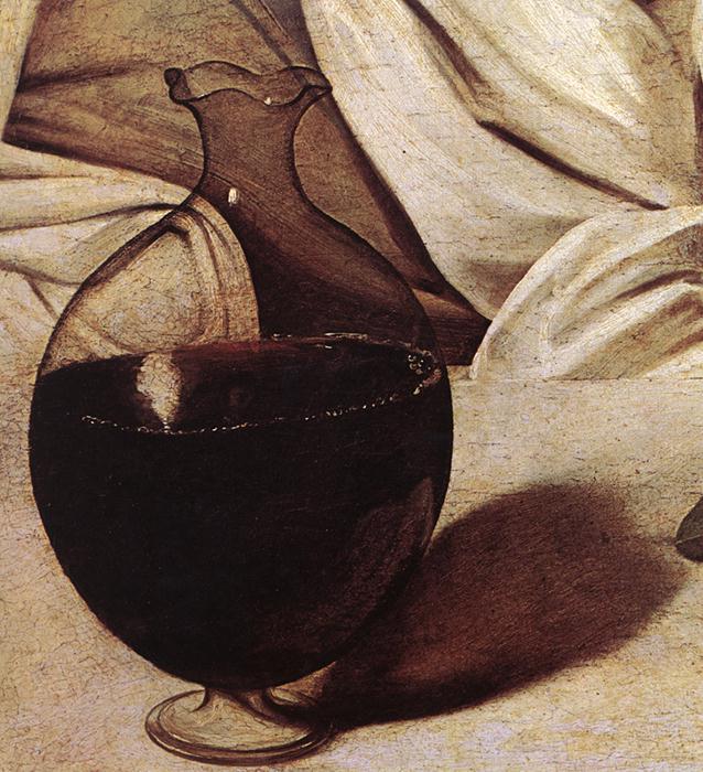  () <br> Bacchus (detail). c. 1596. Oil on canvas, height of detail: 25 cm. Galleria degli Uffizi, Florence 