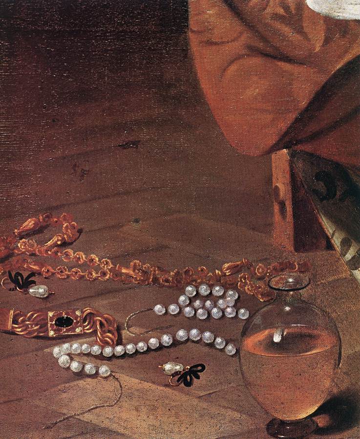  () <br>  -,  <br> Magdalene (detail). 1596-97. Oil on canvas, width of detail: 30 cm. Galleria Doria-Pamphili, Rome. 