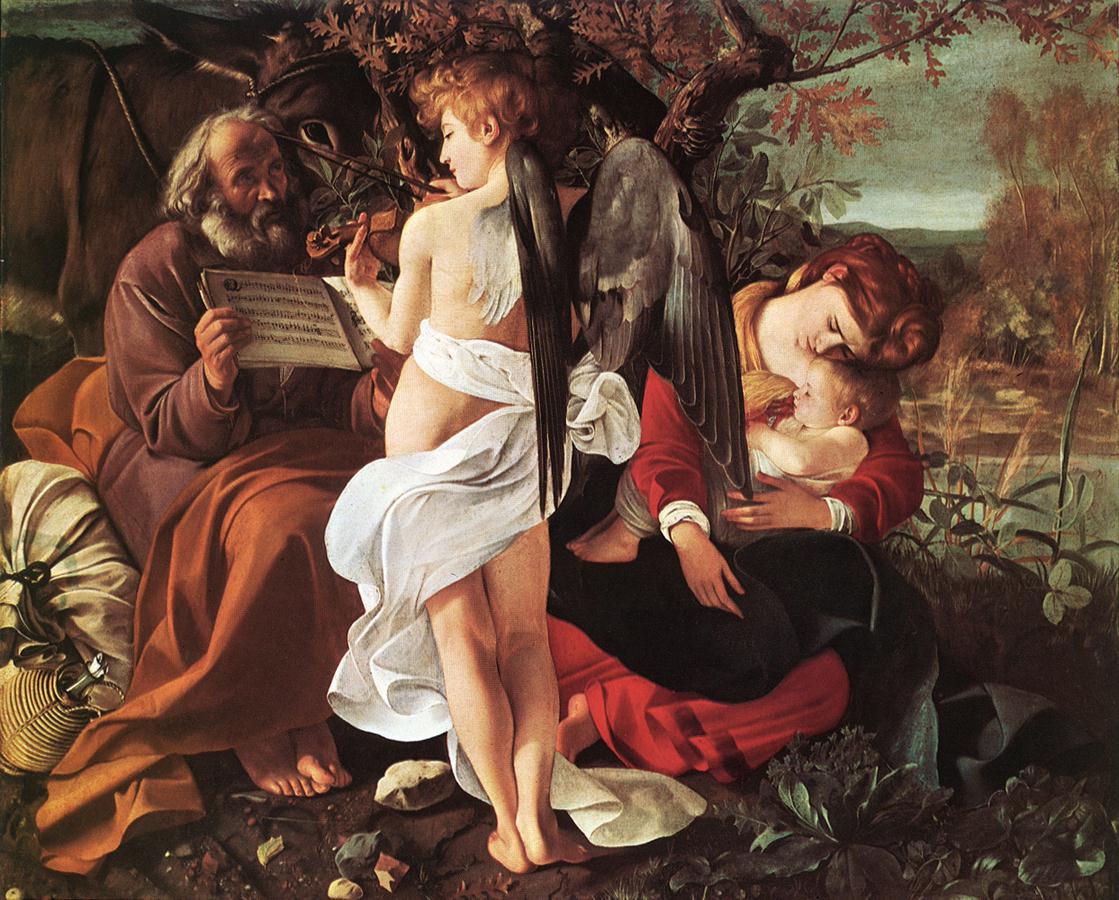      <br>  -,  <br> Rest on Flight to Egypt. 1596-97. Oil on canvas, 133,5 x 166,5 cm. Galleria Doria-Pamphili, Rome. 