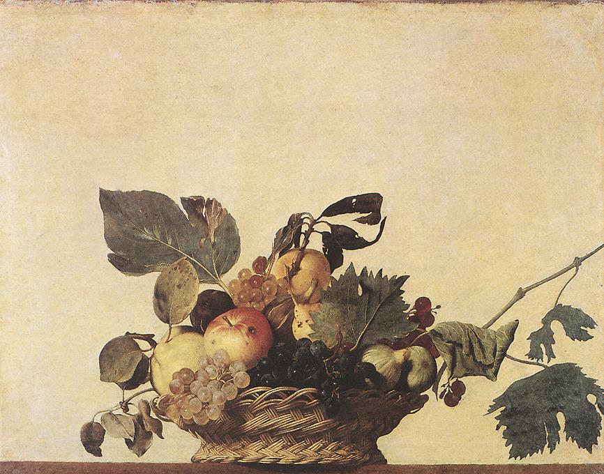    <br>  ,  <br> Basket of Fruit. c. 1597. Oil on canvas, 31 x 47 cm. Pinacoteca Ambrosiana, Milan. 