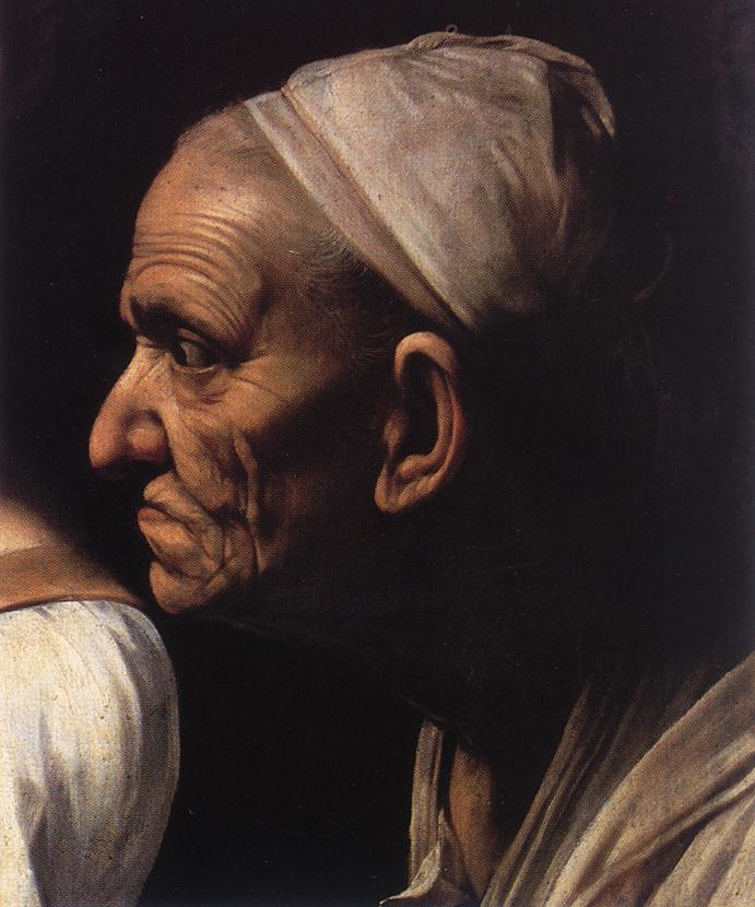 ,   () <br>Judith Beheading Holofernes (detail). c. 1598. Oil on canvas. Galleria Nazionale d'Arte Antica, Rome. 