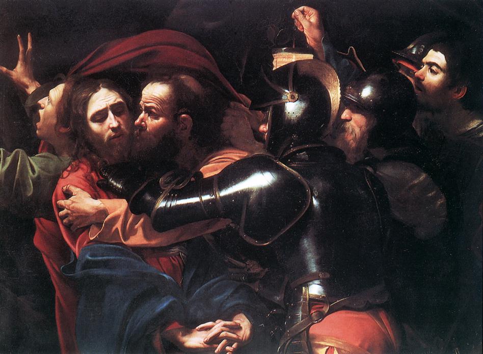  . <br> Taking of Christ. c. 1598. Oil on canvas, 133,5 x 169,5 cm. National Gallery of Ireland, Dublin. 