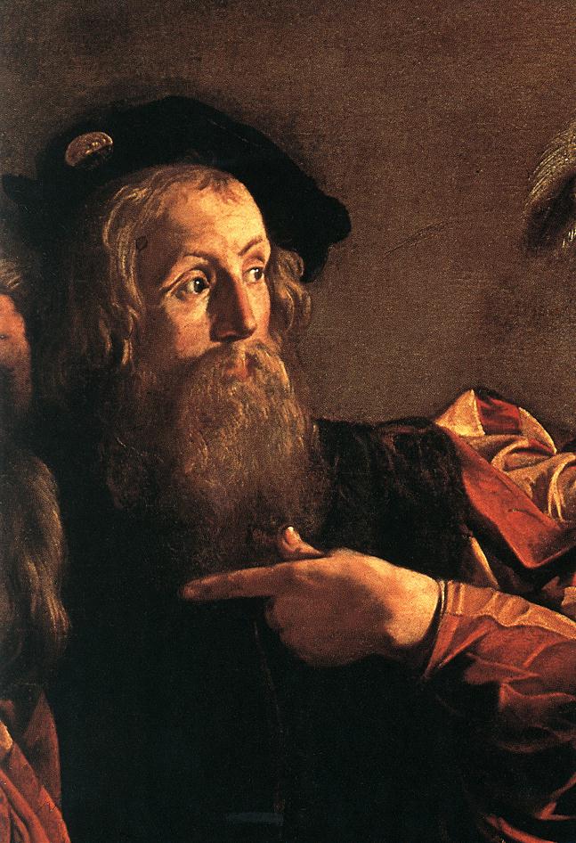    ()<br>  -     <br> The Calling of Saint Matthew (detail). 1599-1600. Oil on canvas. Contarelli Chapel, San Luigi dei Francesi, Rome. 