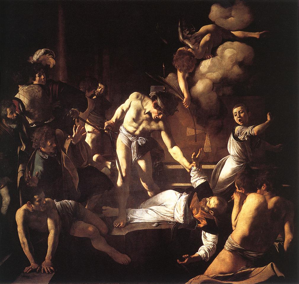    <br>   -     <br> The Martyrdom of St Matthew. 1599-1600. Oil on canvas, 323 x 343 cm. Contarelli Chapel, San Luigi dei Francesi, Rome. 