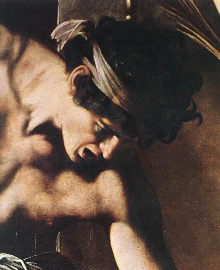    ()<br>  -     <br> The Martyrdom of St Matthew (detail). 1599-1600. Oil on canvas, width of detail: 49 cm. Contarelli Chapel, San Luigi dei Francesi, Rome. 