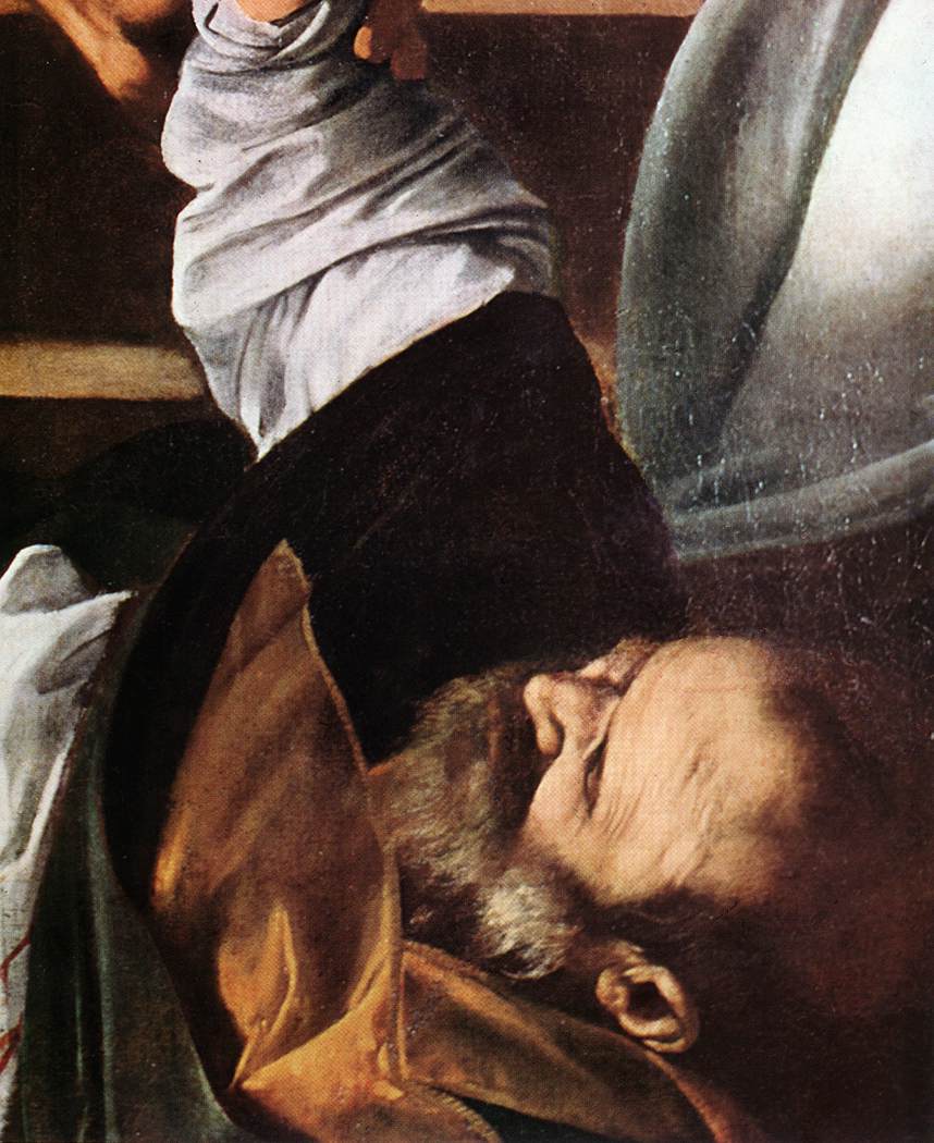    ()<br>  -     <br> The Martyrdom of St Matthew (detail). 1599-1600. Oil on canvas, width of detail: 49 cm. Contarelli Chapel, San Luigi dei Francesi, Rome. 