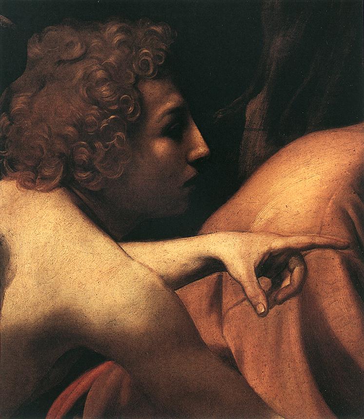   () <br> The Sacrifice of Isaac (detail). 1601-02. Oil on canvas. Galleria degli Uffizi, Florence. 