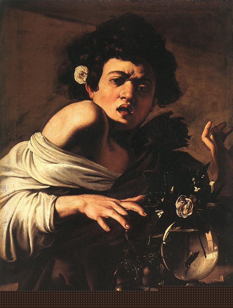 ,   <br> Boy Bitten by a Lizard c. 1594 Oil on canvas, 65,8 x 52,3 cm Collezione Longhi, Florence 