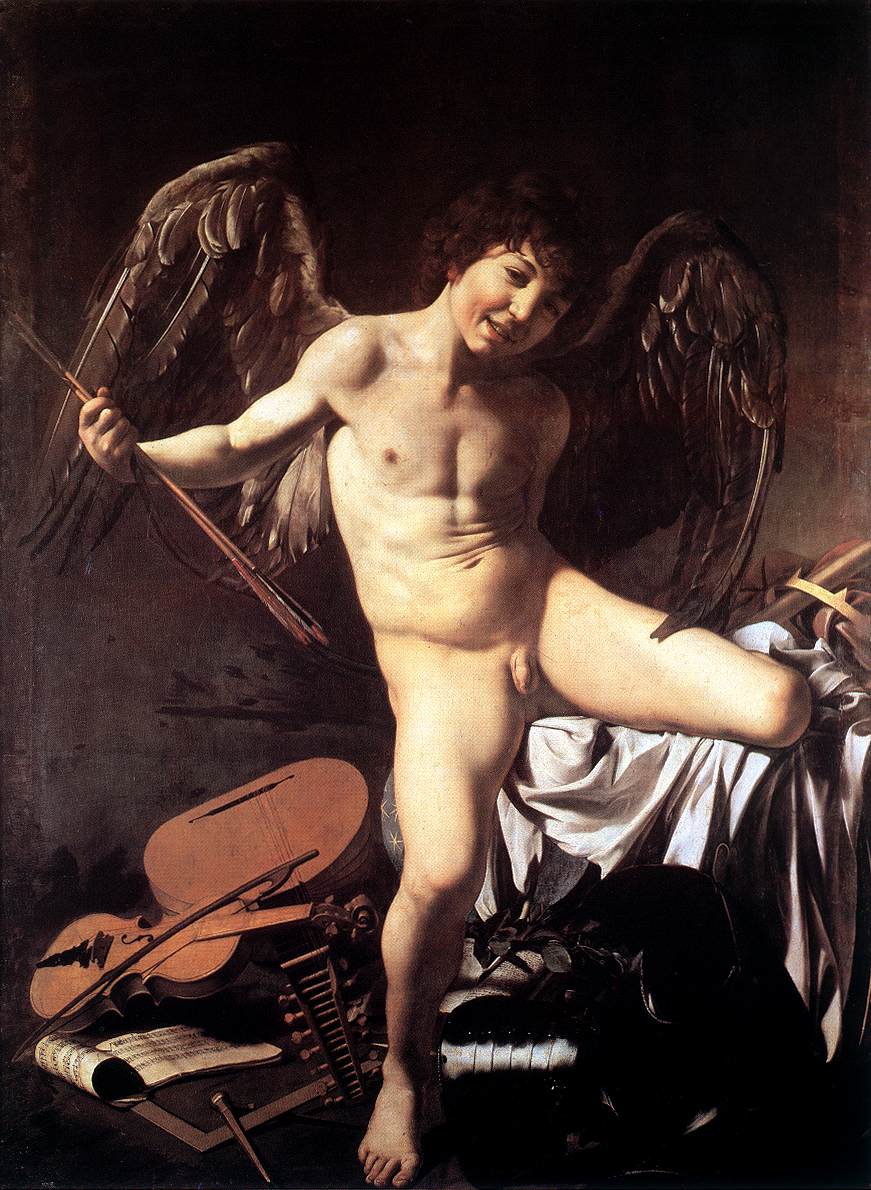 Amor Victorious. 1602-03. Oil on canvas, 156 x 113 cm. Staatliche Museen, Berlin. 