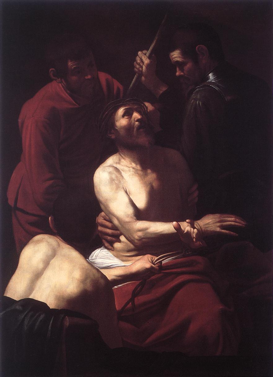   . <br> The Crowning with Thorns. 1602-03. Oil on canvas, 178 x 125 cm. Cassa di Risparmi, Prato. 