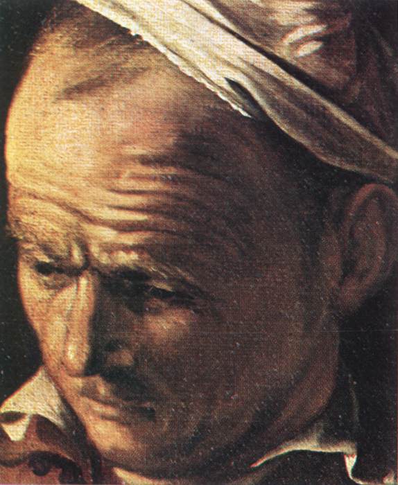  () <br> Supper at Emmaus (detail). 1606. Oil on canvas, width of detail: 20 cm. Pinacoteca di Brera, Milan. 