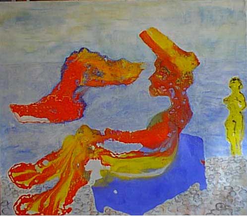   <br>In a chasie longue at the sea<br>100x120, 2001 