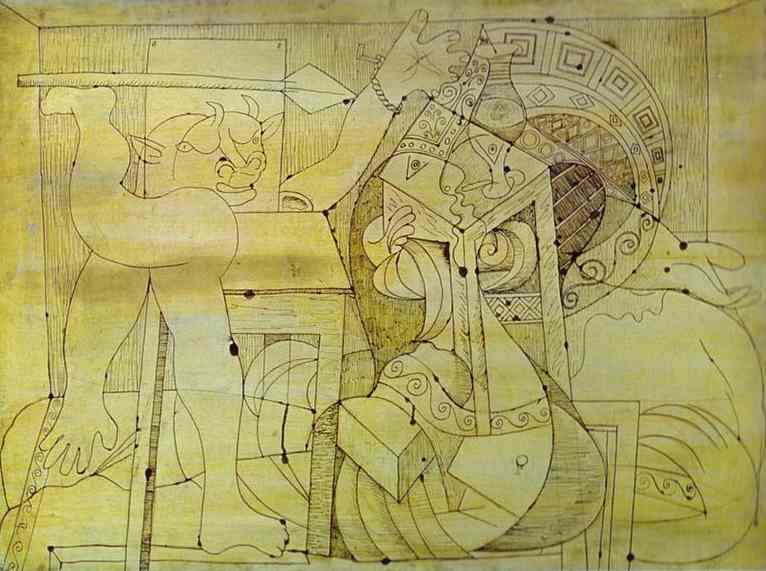     . 1934. Chinese ink on wood.	 