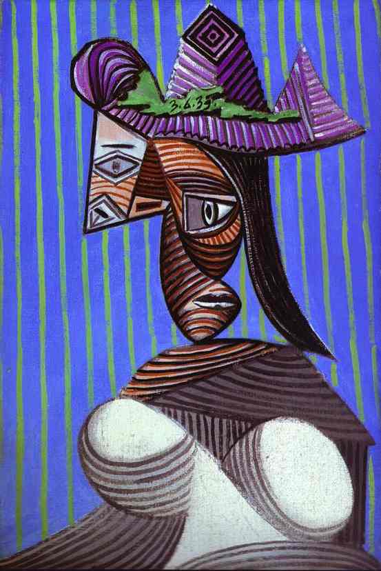 Woman in a Stripped Hat. 1939. , .  , .	 