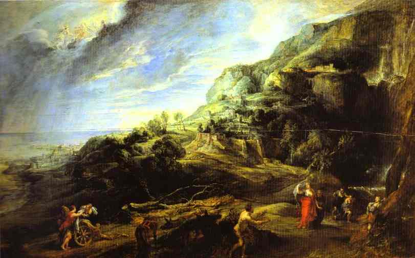 Ulysses on the Island of the Phaeacians. 1630-1635.   . Palazzo Pitti, Galleria Palatina, Florence, Italy.   