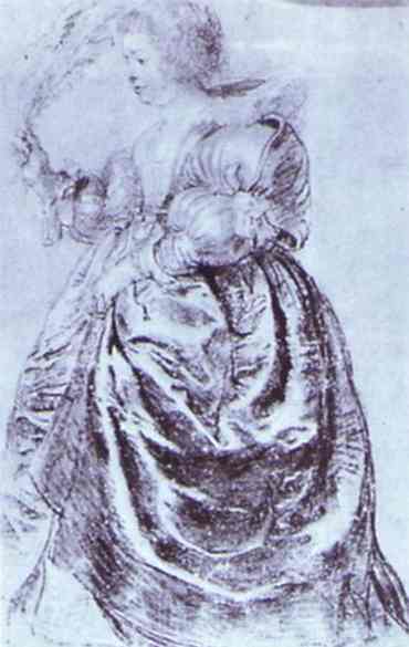 Young Woman with an Ostrich Plum. 1632-1635. Chalk on paper. British Museum, London, UK.  