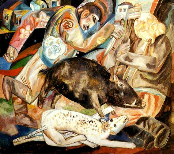 , 1912-1913<br>  .  <br>The Hog<br>Oil on paper, The Tretyakov Gallery<br>37.5x42.5 cm 