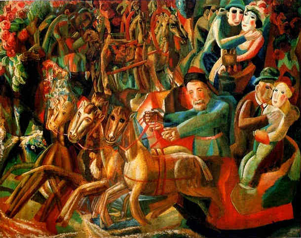 , 1913-1914<br>  .  <br>The Shrovetide<br>Oil on canvas. The Russian Museum<br>79x99 cm 