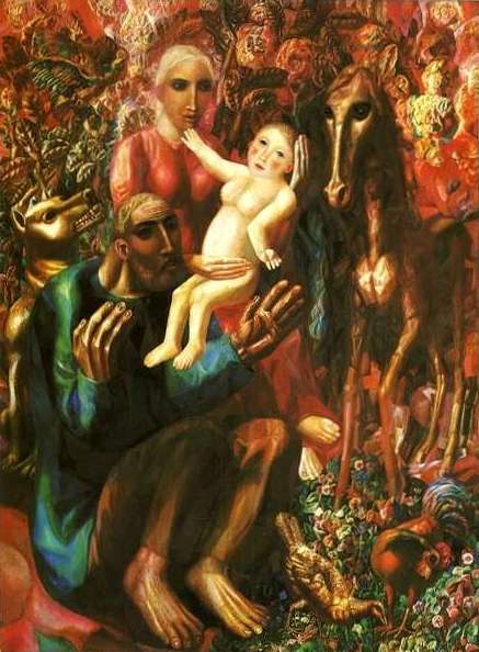  , 1914<br>  .  <br>A Peasant Family (The Holy Family)<br>Oil on canvas. The Russian Museum<br>159x128 cm 