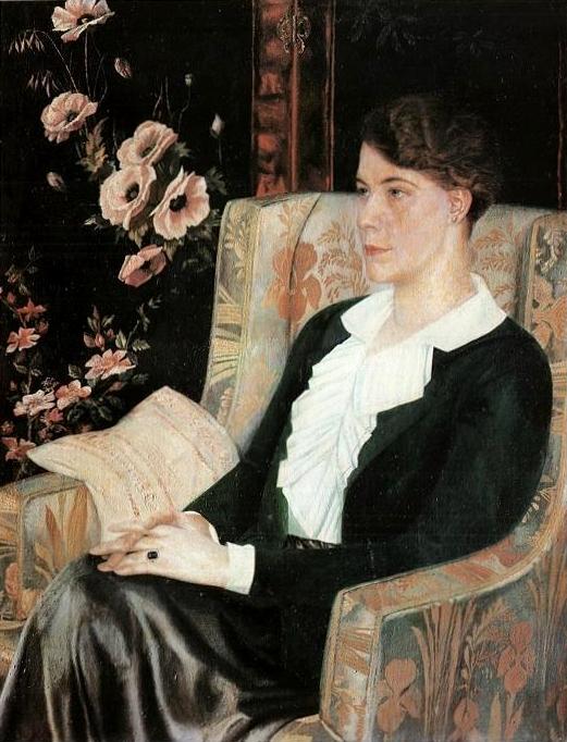   ( ), 1915<br>  .  <br>Portrait of E.N.Glebova (the Artist's Sister)<br>Oil on canvas. The Russian Museum<br>117x152.5 cm 