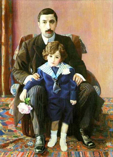      , 1915<br>  .  <br>Portrait of Armand Frantzevich Aziber With His Son<br>Oil on canvas. The Russian Museum<br>115x83 cm 