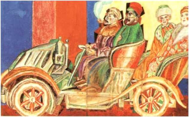 , 1916-1917<br>,   .  <br>The Officers<br>Watercolor, gouache on paper. The Russian Museum<br>20.8x33.4 cm 