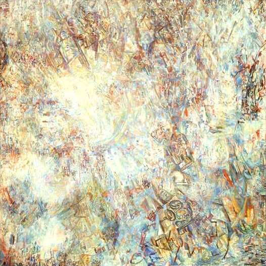 (?), 1920<br>  .  <br>Composition (cosmos?)<br>Oil on canvas. The Russian Museum<br>186x186 cm 