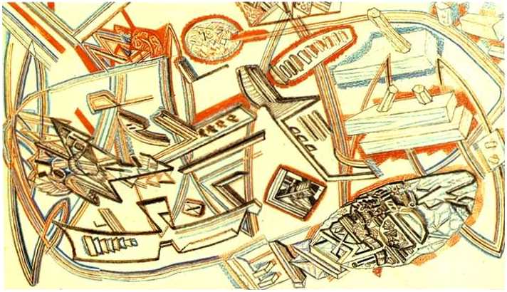  , 1920<br>  .  <br>A Geometrical Construction<br>Watercolor on paper. The Russian Museum<br>, 16.1x27.3 cm 