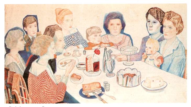  , 1924<br>  <br>A Family Portrait<br>Watercolor on paper. The Russian Museum<br>30.5x51.3 cm 