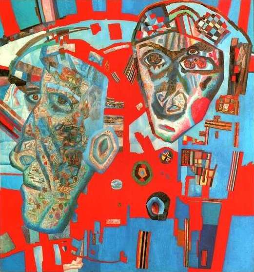  , 1925<br>  .  <br>Two Heads<br>Oil on paper. The Russian Museum<br>58x54 cm 