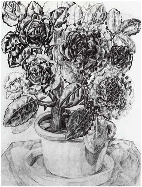 ,1912-1913<br>  .  <br>Flowers<br>Graphite pencil on paper, The Russian Museum<br>45.4x34 cm 