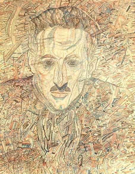  ..-, 1935-1936<br>, ,   .  <br>Portrait of N.N.Glebov-Putilovsky<br>Watercolor, Indian ink, feather on paper. The Russian Museum<br>59x46 cm 