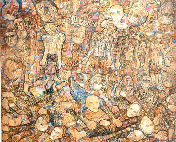 , 1938<br>  .  <br>Composition (A Raid)<br>Oil on paper. The Russian Museum<br>71x86.8 cm 