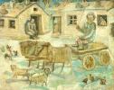 .    , 1918<br>  .  <br>Oxen. Scene from the Life of Savages<br>Oil on canvas. The Russian Museum<br>62.5x80 cm