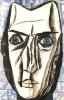 , 1918-1923<br>׸     .  <br>A Head<br>Black and blue pencils on paper. The Russian Museum<br>14.7x9.5 cm