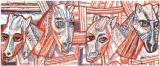, 1924-1925<br>, ,   .  <br>Horses<br>Watercolor, Indian ink, feather on paper. The Russian Museum<br>5.6x13.5 cm