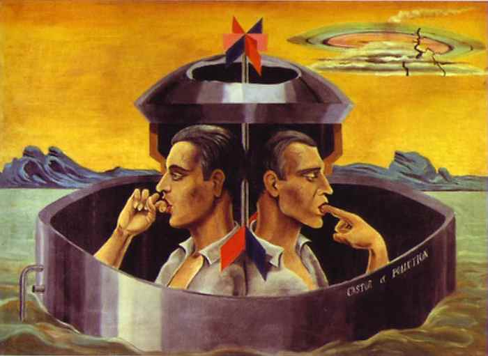 Castor and Pollution. 1923. Oil on canvas. Private collection. <br> 73 x 100 cm 