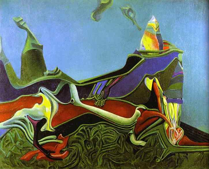 Landscape with Wheatgerm. 1936. Oil on canvas. Kunstsammlung Nordrhein-Westfalen, Dusseldorf, Germany. <br> 150.5 x 162.5 cm 