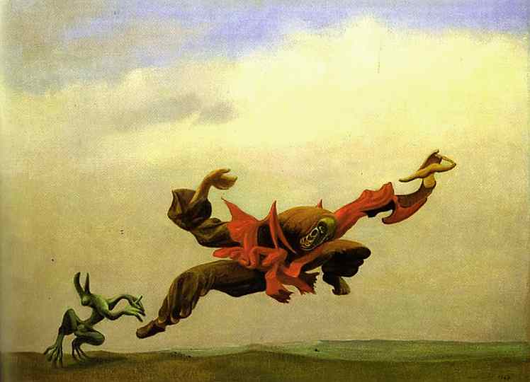    . 1937.   . <br> The Angel of Hearth and Home. 1937. Oil on canvas. Staatsgalerie Moderner Kunst, Munich, Germany. <br> 53 x 73 cm 