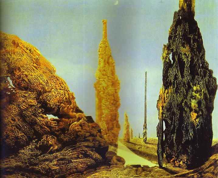 Lone Tree and United Trees / Arbre solitaire et arbres conjugaux. 1940. Oil on canvas. Thyssen-Bornemisza Collection, Madrid, Spain. <br> 81.5 x 100.5 cm 