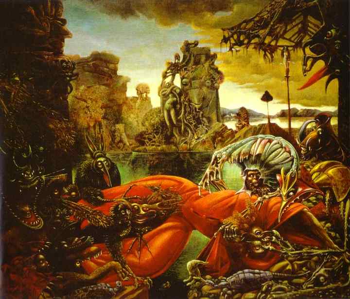   . 1945.    <br> The Temptation of St. Anthony. 1945. Oil on canvas. Wilhelm-Lehmbruck-Museum, Duisburg, Germany. <br> 108 x 128 cm 