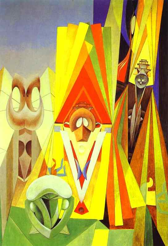  . 1948.   .  20- ,  <br> Feast of the God. 1948. Oil on canvas. Museum des 20.Jahrhunderts, Vienna, Austria. <br> 155 x 107 cm 