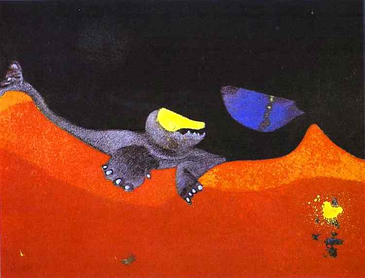    . 1968.   .   <br> Sign for a School of Monsters. 1968. Oil on canvas. Private collection. <br> 88 x 115 cm 
