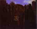 ,    . 1927.   .   <br> Cage, Forest and Black Sun / Cage, foret et soleil noir. 1927. Oil on canvas. Private collection. <br> 114 x 146 cm
